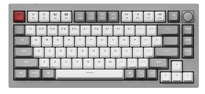 Клавіатура дротова Keychron Q1 QMK Custom V2 Knob \ Gateron Phantom Hot-swappable Silver \ Silver Gray A \ 82 Keys 75% TKL ANSI US
