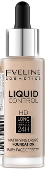 Тональна основа рідка Eveline Cosmetics Liquid Control HD Mattifying Drops Foundation 010 - Light Beige (32 мл) (788533-926816-2)