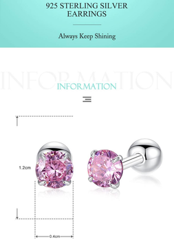 Сережки гвоздики із срібла 925 проби із кристалами цирконію "Vintage Silver Pink"