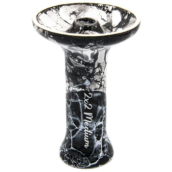 Чаша для кальяна 2x2Hookah Medium Черно-белый мрамор глянец ceramic (20870)