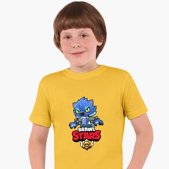 Детская футболка Бравл Старс Леон Волк (Brawl Stars Leon Wolf) (25186-1014) 104-110 см Хлопок Желтый