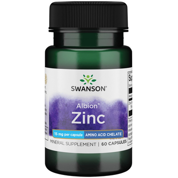 Амінокислотний хелат цинку Swanson Albion Zinc Amino Acid Chelate 15 мг 60 капсул (SWU1089)