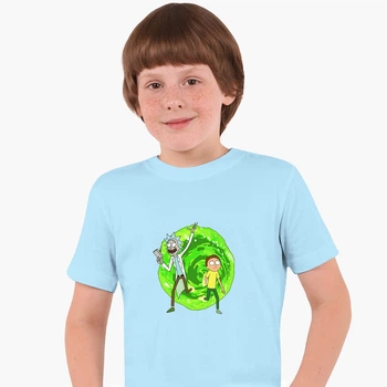 Детская футболка для мальчиков Рик и Морти (Rick and Morty) (25186-1240-34) 134-140 см Хлопок Голубой
