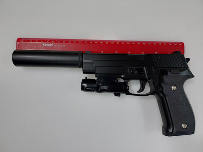 Спринговый пистолет Galaxy металлический c глушителем и лазером G.26A