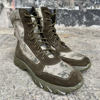Берці тактичні чоловічі Light Boots 42 (28 см) Весна/Літо шкіра та кордура черевики легкі (Олива-Піксель)