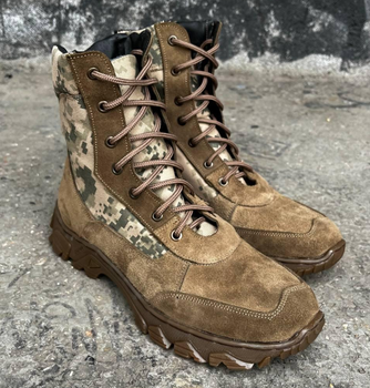 Берцы тактические мужские Light Boots 42 (28см) Весна/Лето кожа и кордура легкие ботинки (Койот-Пиксель)