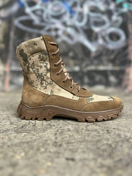 Берці тактичні чоловічі Light Boots 44 (29 см) Весна/Літо шкіра та кордура черевики легкі (Койот-Піксель)