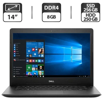 Ноутбук Dell Latitude 3490 / 14" TN / Intel Core i3-8130U (2(4) ядра по 2.2-3.4GHz) / 8GB DDR4 / 256GB SSD + 250GB HDD / UHD Graphics 620 / WebCam / HDMI б/в