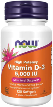Now Foods Witamina D3 5000 LU 120 tabletek Odporność (N0372)