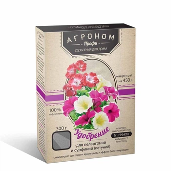 Удобрение для пеларгоний и сурфиний (петуний) Агроном Профи / 300 г
