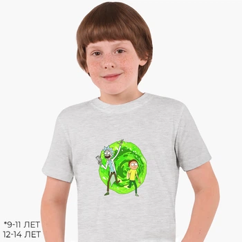Детская футболка для мальчиков Рик и Морти (Rick and Morty) (25186-1240-44) 104-110 см Хлопок Серый