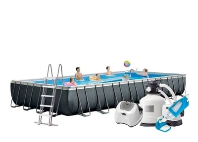 Каркасный бассейн Intex 26378 - 16, 975 х 488 х 132 см (150мл/11г/ч, 12 000 л/ч, лестница, тент, подстилка, набор по уходу)