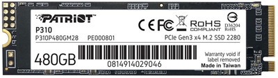 Dysk SSD Patriot P310 480 GB M.2 NVMe PCIe 4.0 3D NAND (TLC) (P310P480GM28)