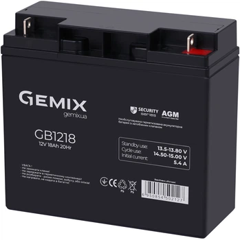 Аккумуляторная батарея Gemix Security Series GB1218 12V 18Ah AGM
