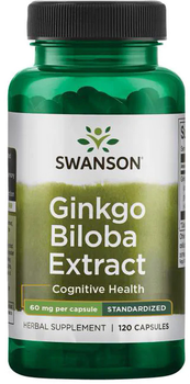 Екстракт гінкго білоба Swanson Ginkgo Biloba Ekstrakt 60 мг 120 капсул (SW892)