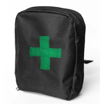 Тактична аптечка підвісна військова з тканини Чорна із зеленою нашивкою