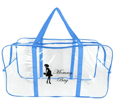 Сумка прозрачная в роддом Mommy Bag XL синяя (b004)