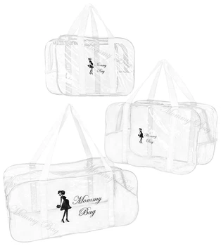 Набор из 3 прозрачных сумок в роддом Mommy Bag (S, M, L) Белый