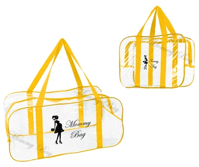 Набір з 2 прозорих сумок в пологовий будинок Mommy Bag S, L жовтий (y005)
