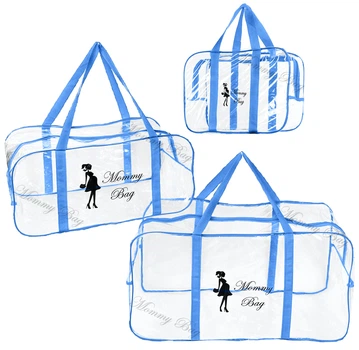 Набір із прозорих сумок у пологовий будинок Mommy Bag (S, L, XL) Синій