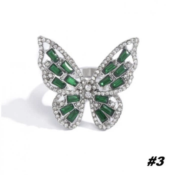 Кольцо бабочка "Unique Butterfly", Зеленое серебро