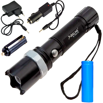 Фонарь металлический ручной аккумуляторный с Zoom X-BALOG BL-T8626 XPE