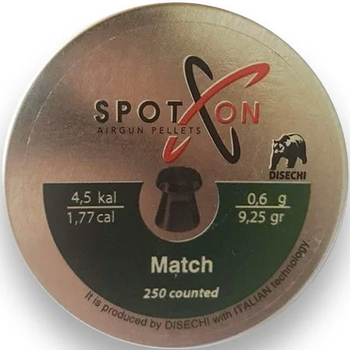 Пули пневматические Spoton Match, 4.5мм., 0.60гр., 250 шт.