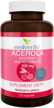 Medverita Acerola Ekstrakt 25% 500 mg 120 kapsułek (MV864)