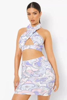 Спідниця в абстрактний принт Boohoo Світло-фіолетова ( 9789 М/44)