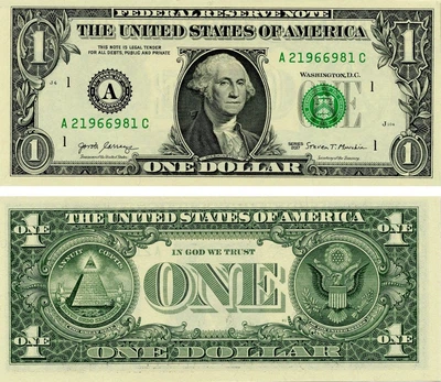 Банкнота США 1 доллар 2017 UNC Джордж Вашингтон A-Бостон (P544)