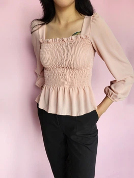 Топ резинка с длинными рукавами Boohoo Розовый (10375 XS/40)