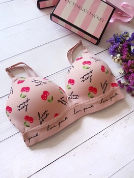 Бюст спортивний принт вишні Victoria`s Secret PINK Рожевий (А-154 34D/75D)