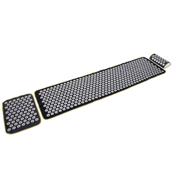 Масажний килимок Аплікатор Кузнєцова + міні килимок + валик масажер для спини/шиї/ніг OSPORT Set №3 (n-0023) Чорно-сірий