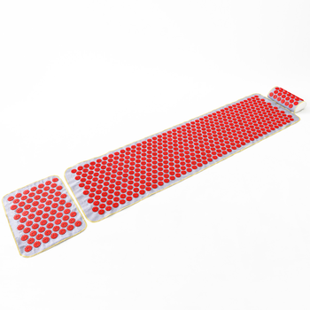 Масажний килимок Аплікатор Кузнєцова + міні килимок + валик масажер для спини/шиї/ніг OSPORT Set №3 (n-0023) Сіро-червоний