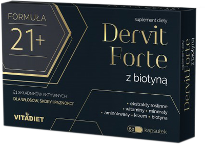 Vitadiet Dervit Forte Z Biotyną 60 kapsułek na włosy (VD7398)