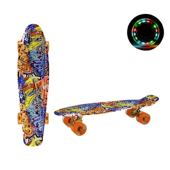 Скейт Пенні борд Penny board з колесами які світяться для дітей та підлітків RL SC20409