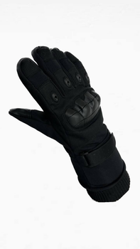 Тактические зимние перчатки на меху черные, размер XL