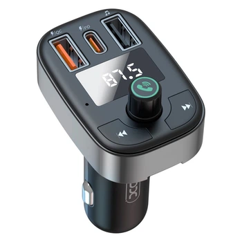 Автомобильный FM-трансмиттер модулятор XO BCC06 |2USB, 1USB-C, PD, QC, BT5.0/MP3| Black