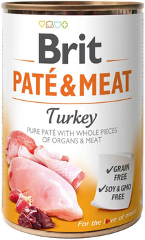 Консервированный корм для собак с курицей и индейкой Brit Pate & Meat Turkey 400 г