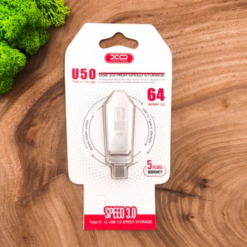 Металлический USB флеш накопитель XO U50 64GB OTG Type-C - USB 3.0