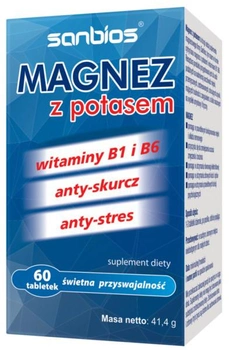 Магній з калієм Sanbios Magnez z Potasem 60 таблеток (SB772)