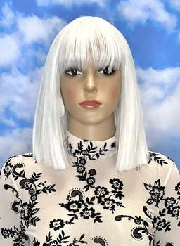 Парик LILY тон White каре белый, с имитацией кожи, термостойкое волокно