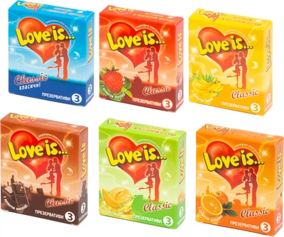 Набір презервативів Love is Асорті 6 уп х 3 шт (ROZ6400229366)