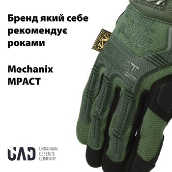 Тактичні рукавички військові з закритими пальцями і накладками Механікс MECHANIX MPACT Оливковий М