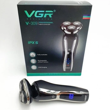 Электробритва VGR V 309 black роторная аккумуляторная водонепроницаемая с плавающими ножами