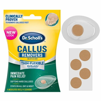 Пластырь от натоптышей с салициловой кислотой Dr.Scholl's callus removers 4 подушки и 4 лечебных диска