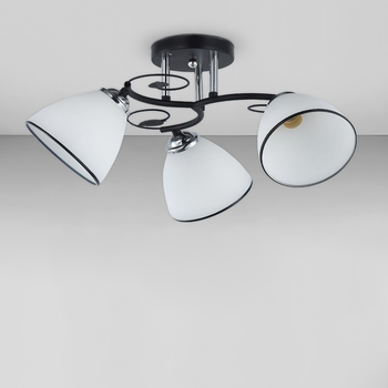 Люстра стельова Light House SC-18666/3 CR+BK D490*240 чорна + хром, білий плафон