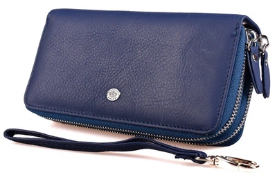 Женский кожаный кошелек клатч на две молнии ST 238-2 Light Blue