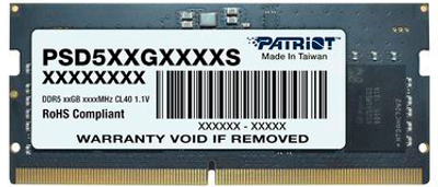 Оперативна пам'ять Patriot SODIMM DDR5-4800 32768MB PC5-38400 (PSD532G48002S)