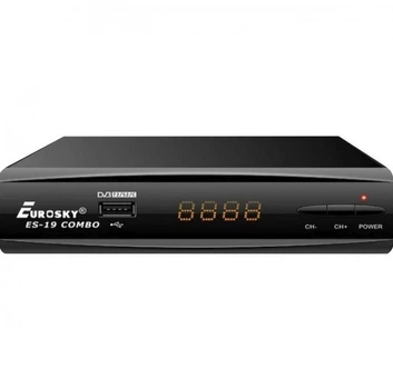 Тюнер ТВ Т2+S2 цифровая приставка для телевизора с поддержкой Wi-Fi Eurosky Combo ES-19 + антенна Wi-Fi